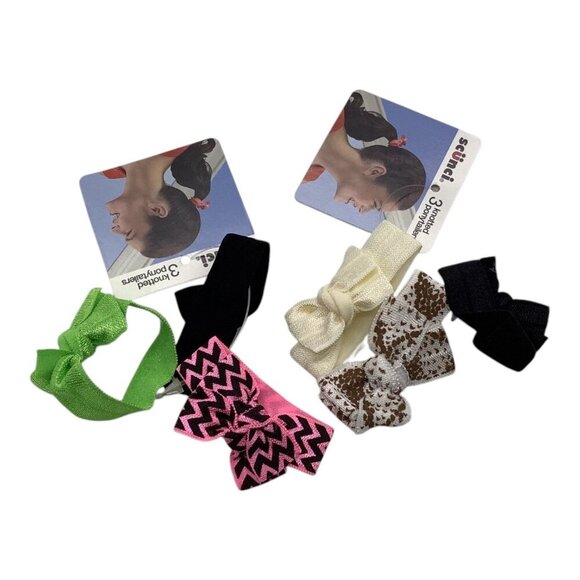 Scunci Knotted Ponytailers 3 Pcs Lot of 2 Hair Accessories Multicolor Bow - Picture 1 of 6